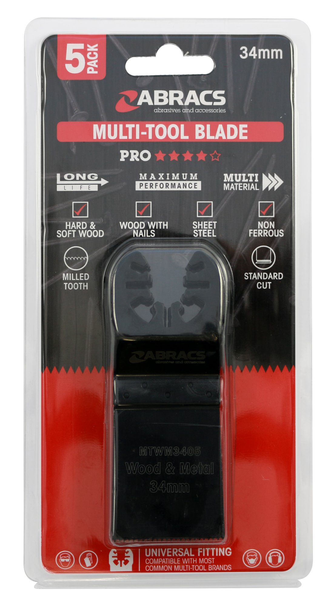 Abracs  34mm Multi-Tool Blade - Wood & Metal (5pc) 